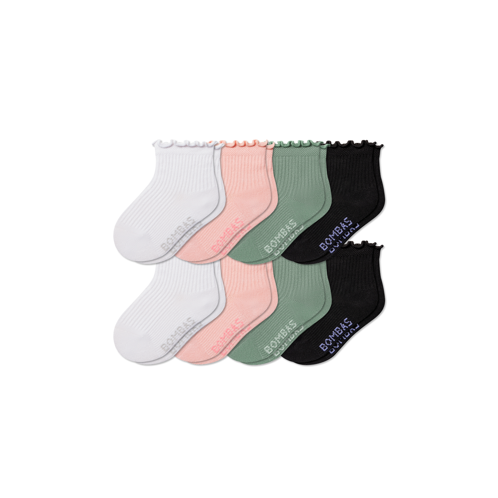 Toddler Ruffle Rib Calf Sock 8-Pack - Pink Sage Mix L