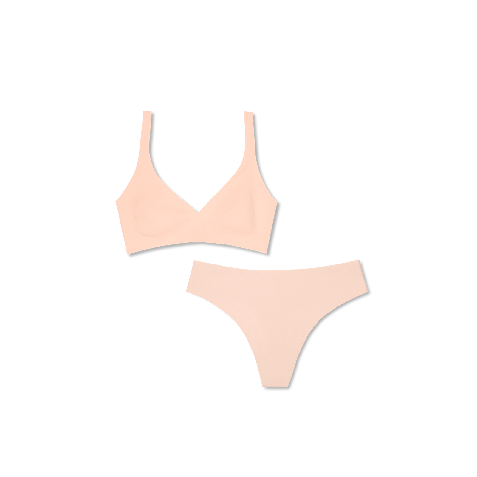 Women’s No Show Plunge Bralette + Thong - Pink Sandstone