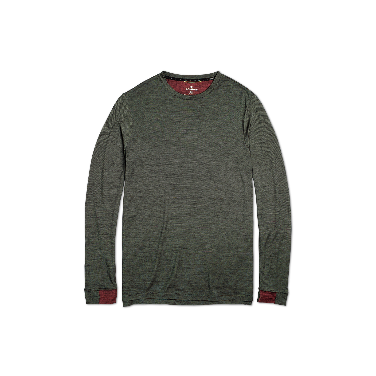 Men's Merino Wool Crew Neck Long Sleeve T-Shirt Raw Umber L Front