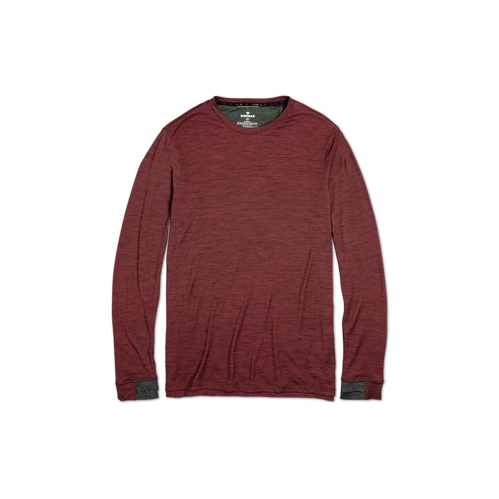 Men's Merino Wool Crew Neck Long Sleeve T-Shirt Red Clay L Front