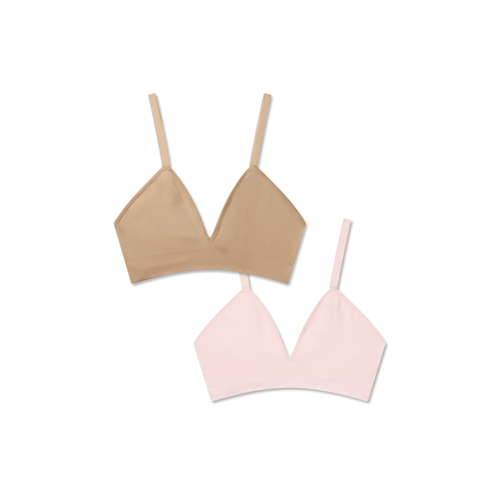 Women's Seamless Triangle Bralette 2-Pack - Sahara Sand x Baby Pink L