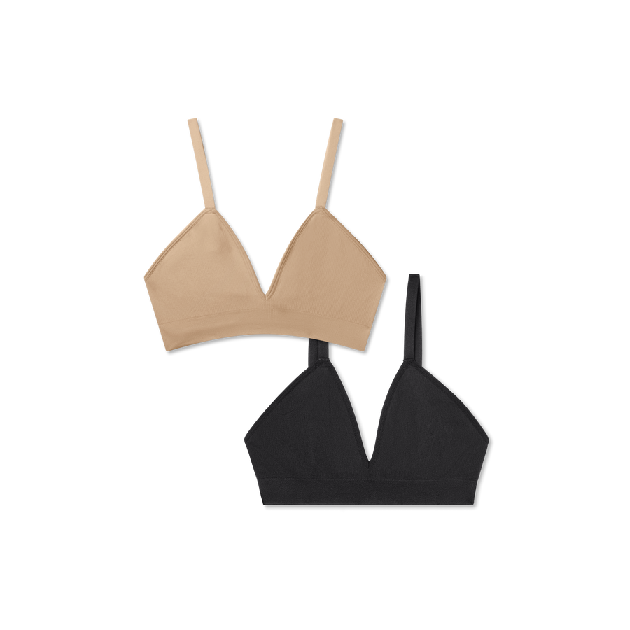 Women's Seamless Triangle Bralette 2-Pack - Light Comfort Ease