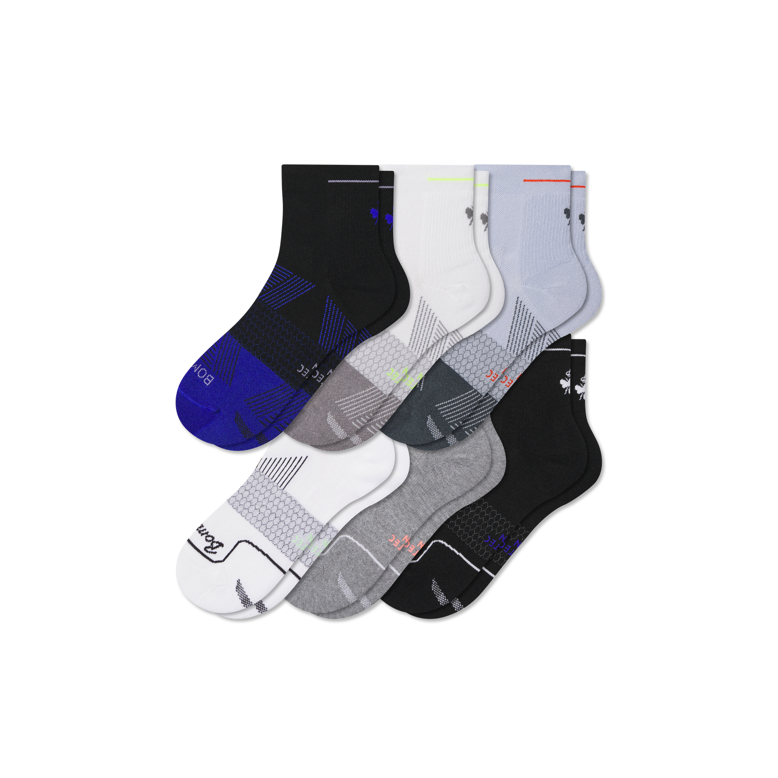Run Quarter Sock 6-Pack - Sail Blue Mix L