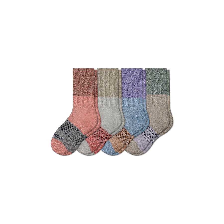 Youth Tri-Block Calf Sock 4-Pack - Cozy Home Wear