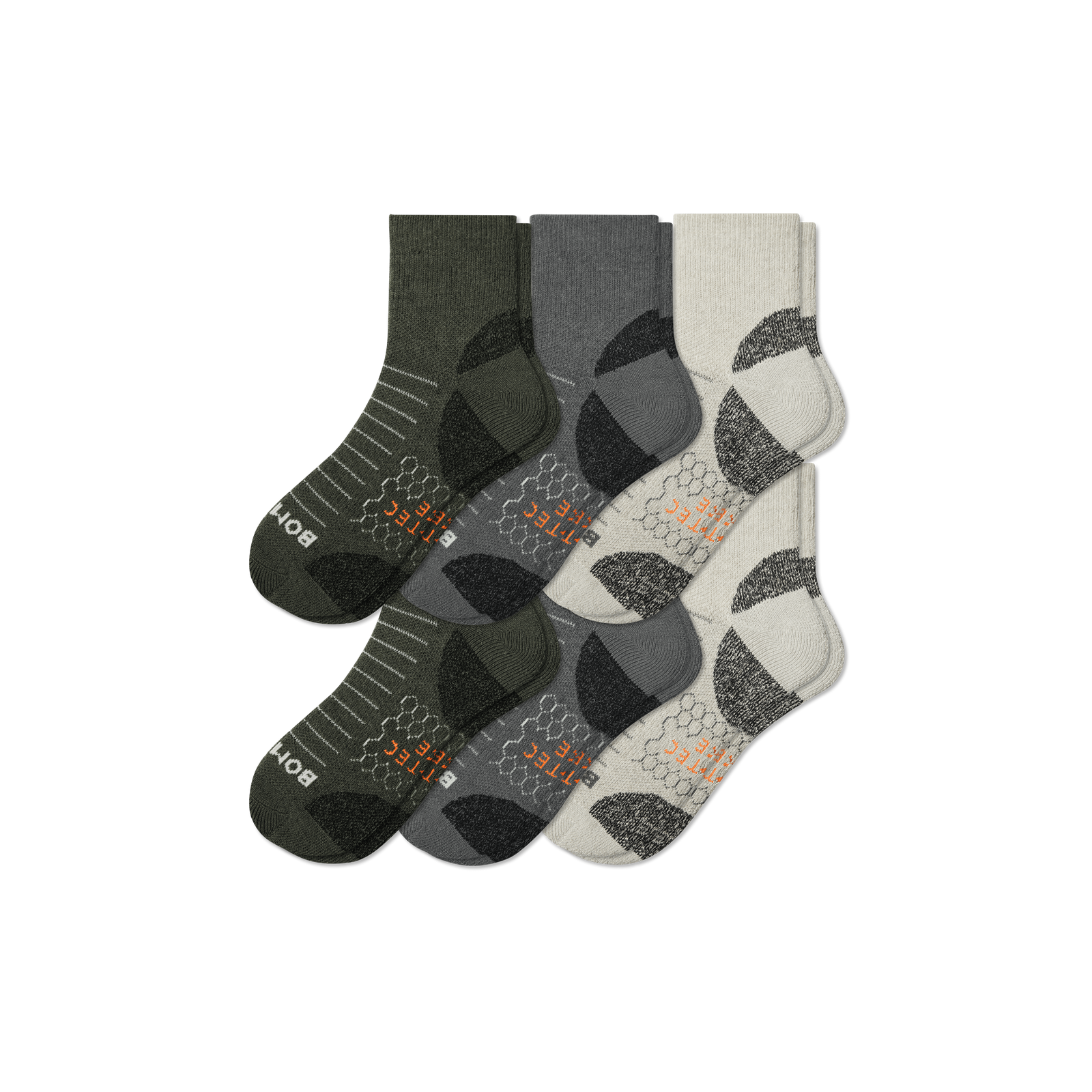 Men's Hiking Quarter Sock 6-Pack Shades L