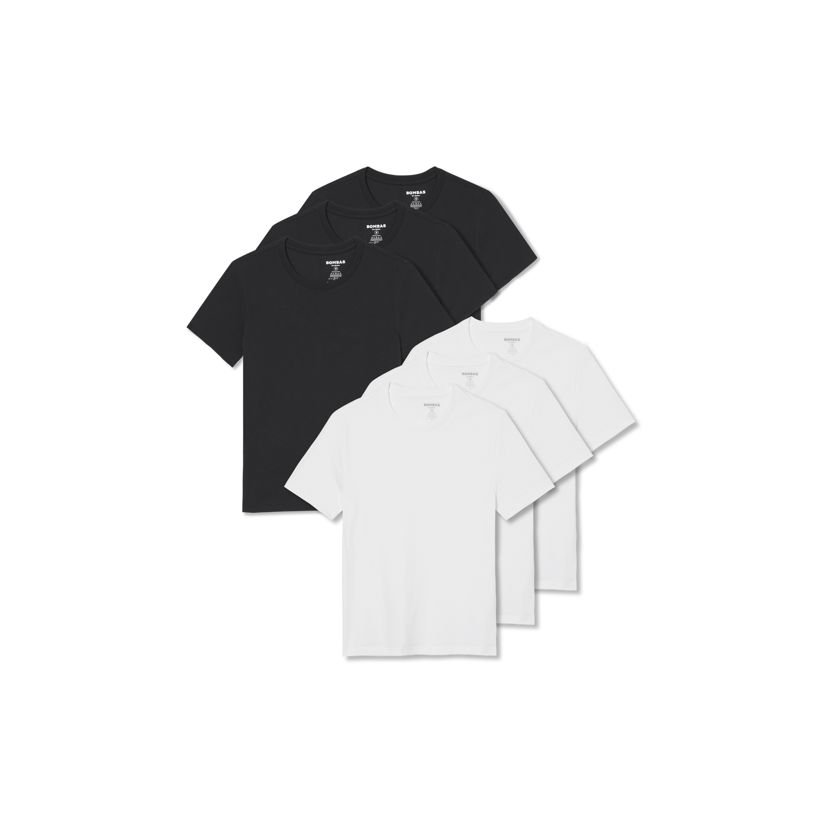 Women's Pima Cotton Slim Crew Neck T-Shirt 6-Pack - Soft White Black L
