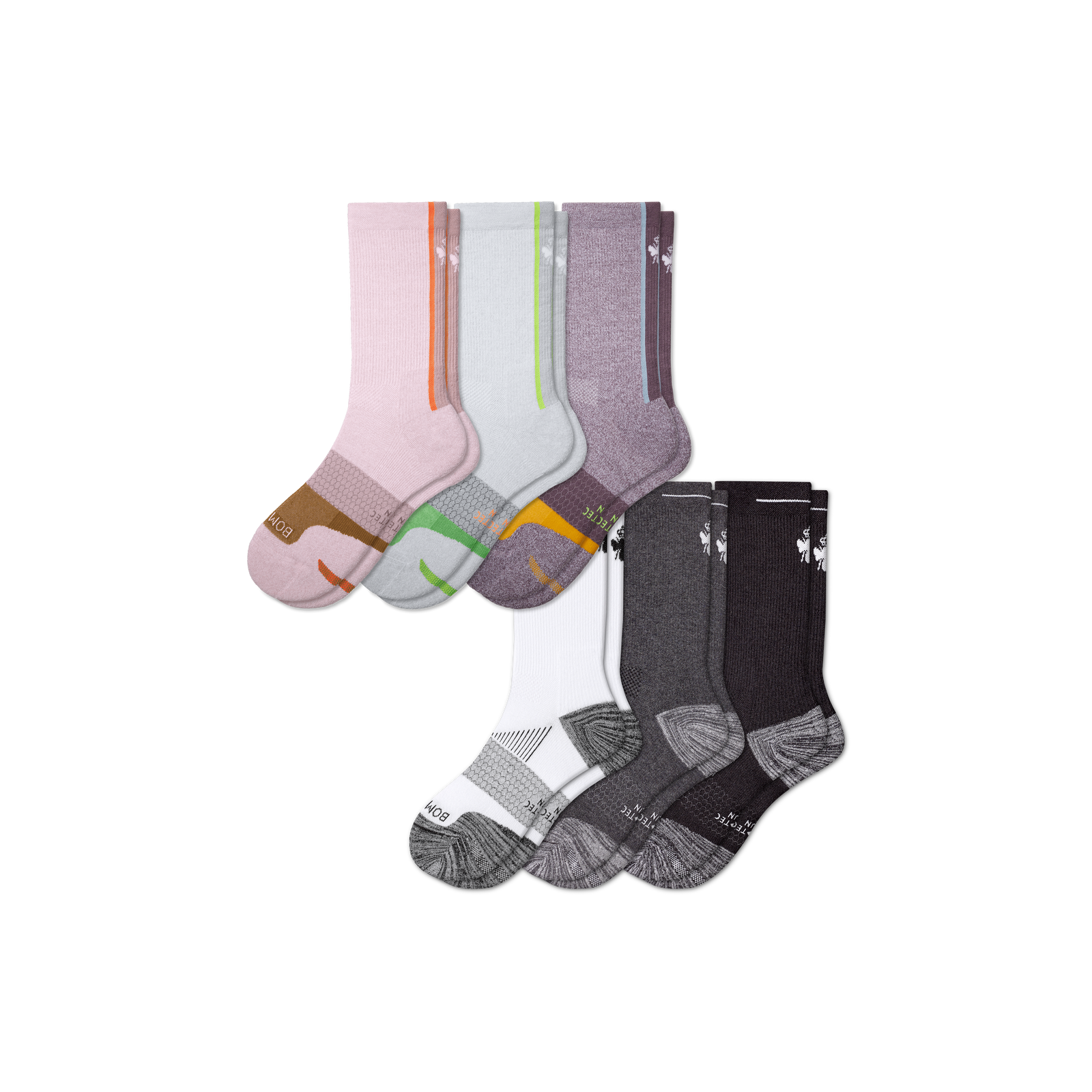 Women's Running Calf Sock Spanish Rose Mix 6-Pack L