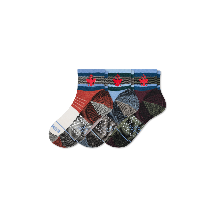 Cotopaxi x Bombas Merino Wool Blend Hiking Quarter Sock 3-Pack - Classic Home Pair