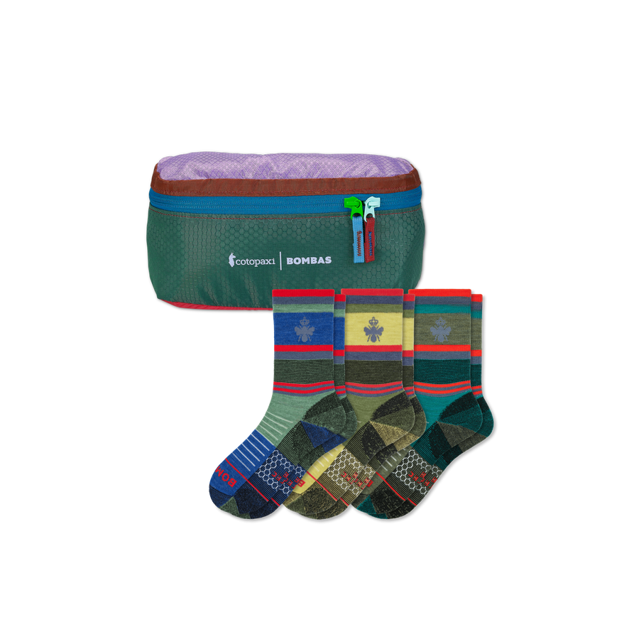 Cotopaxi x Bombas Merino Wool Blend Hiking Calf Sock 3-Pack & Fanny Pack - Outdoor Utility Stash