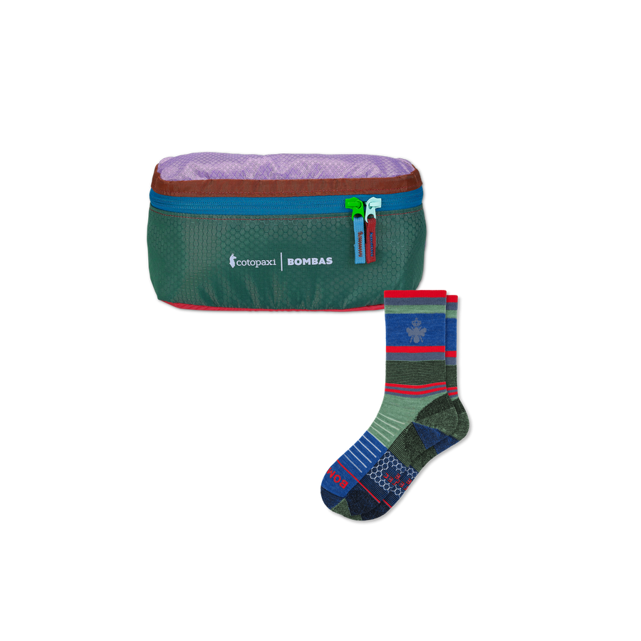 Cotopaxi x Bombas Merino Wool Blend Hiking Calf Sock & Fanny Pack - Carry Gift Choice