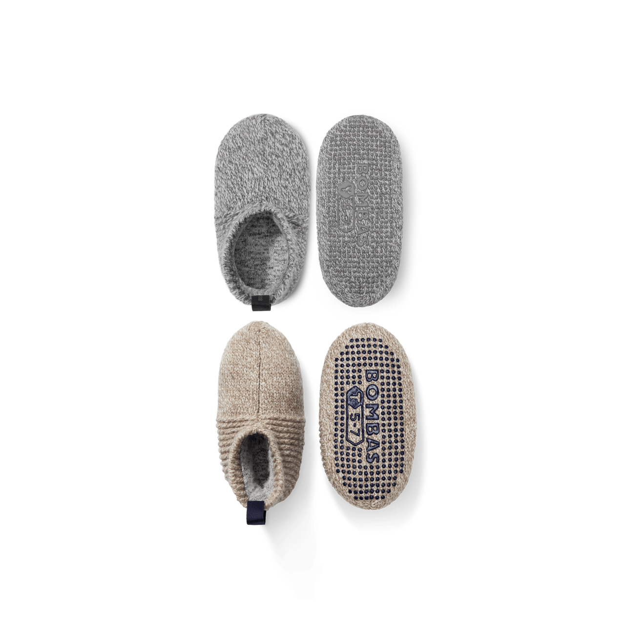 Toddler Gripper Slipper 2-Pack - Taupe x Grey L