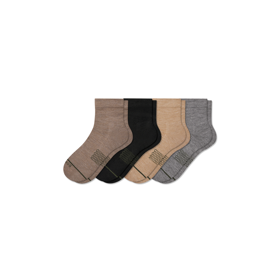 Men's Merino Wool Blend Modern Rib Quarter Sock 4-Pack - Weekend Everyday Step