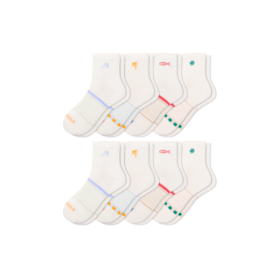 Women's Beach Day Embroidered Quarter Sock 8-Pack - Comfort Home Move