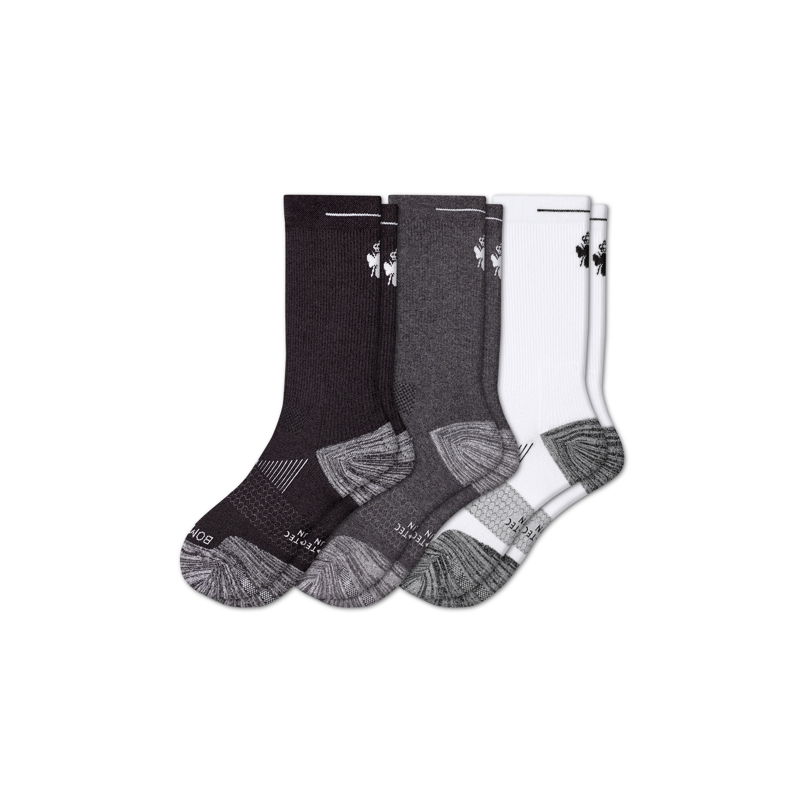 Men's Running Calf Sock 3-Pack - white-charcoal-black-bee - 49