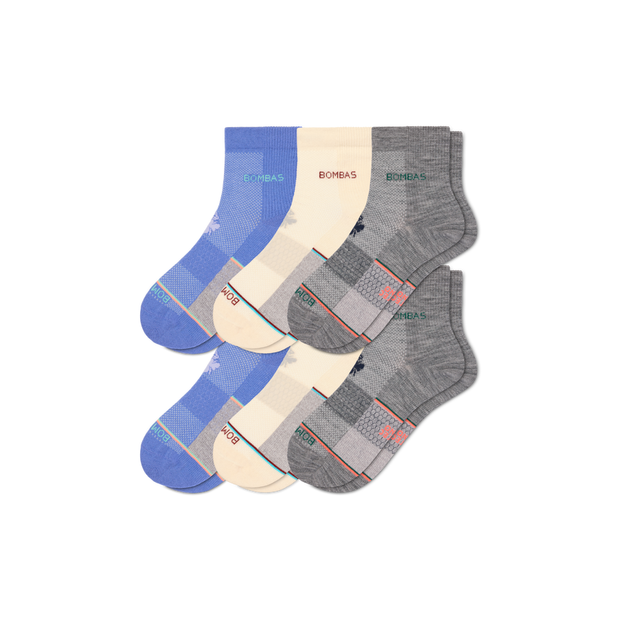 Women's UltraLite Sport Merino Wool Blend Quarter Sock 6-Pack - Breathable Everyday Move
