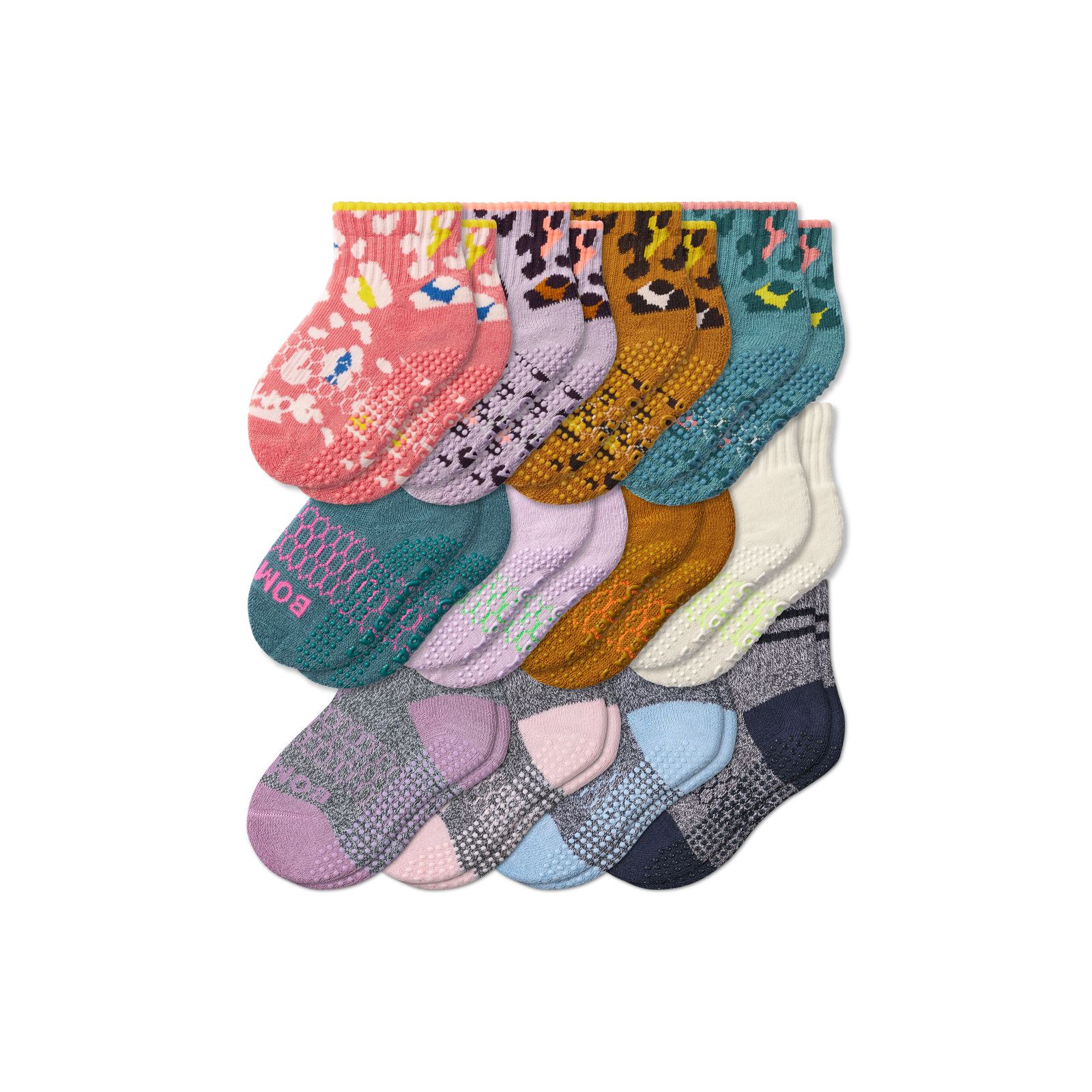 Toddler Solids Gripper Calf Sock White Lilac Mix 12-Pack L