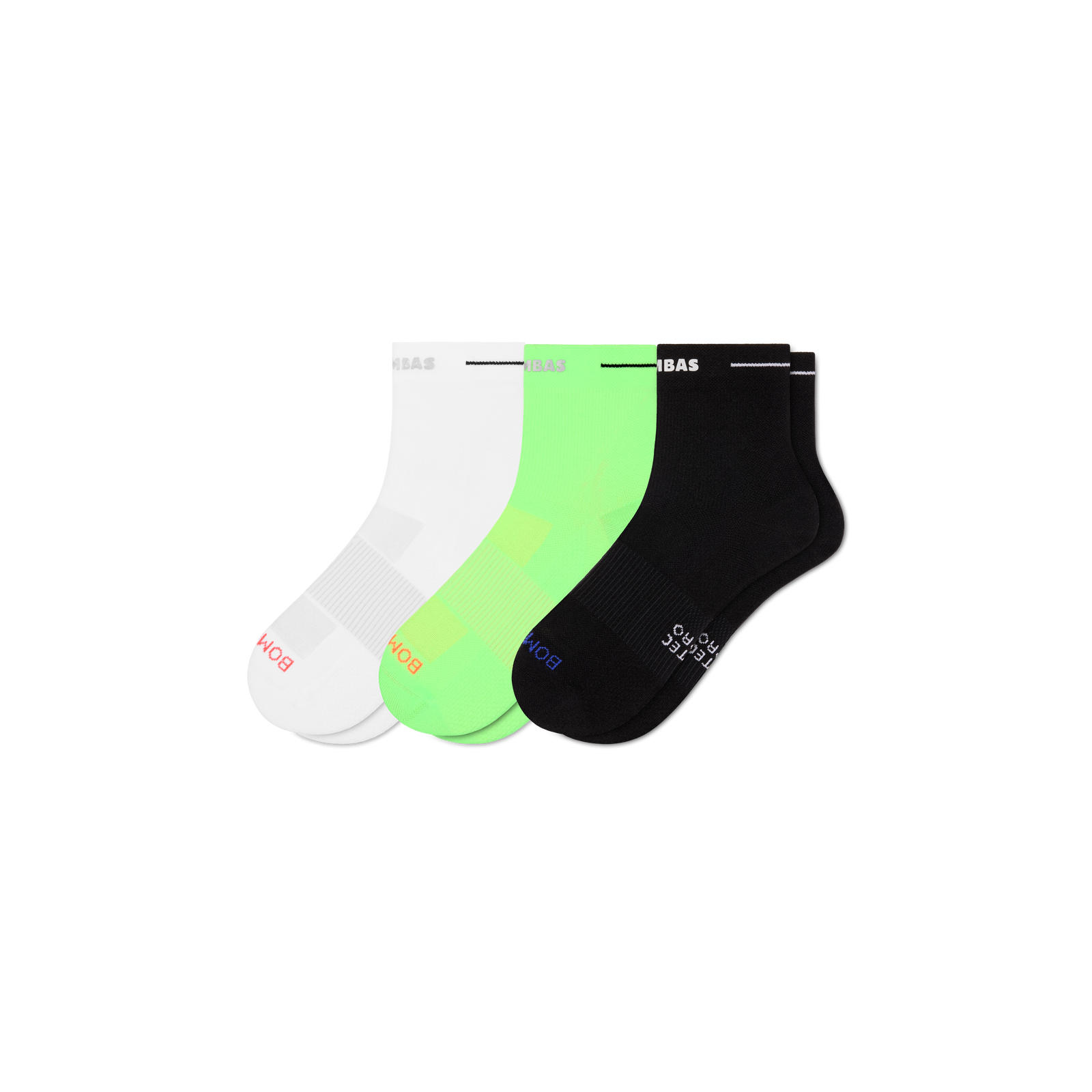 Men's RunPro Quarter Sock 3-Pack - white lime mix L