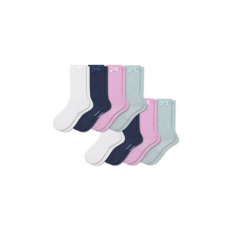 Youth Textured Bow Calf Sock 8-Pack - Comfort Hike Move